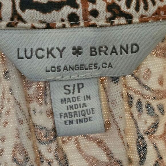 Lucky Brand Knit Top – Size Small – Cream/Brown/Navy Boho Print - Picture 5 of 5